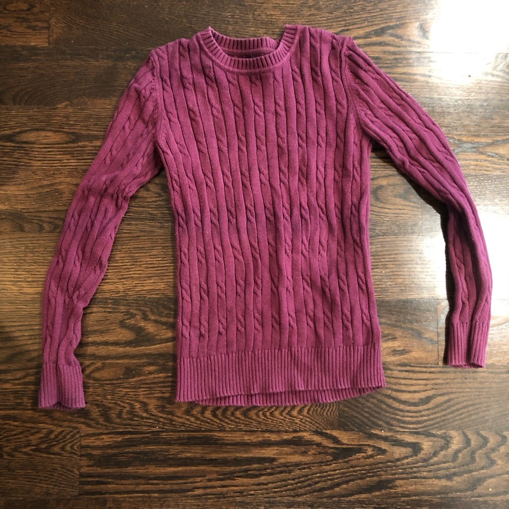 Purple Cable Knit Sweater Croft and Barrow Size Small